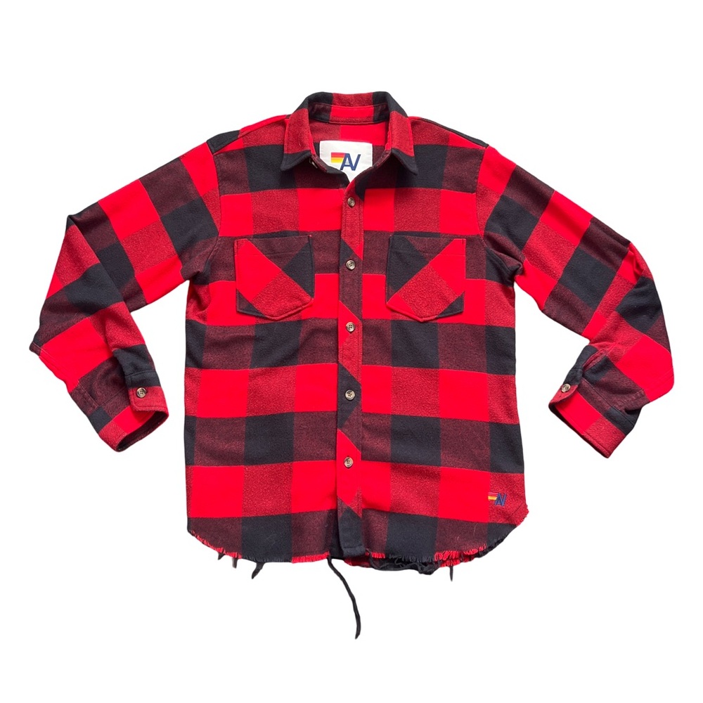 Aviator Nation Red and Black Checkered Long Sleeve Top